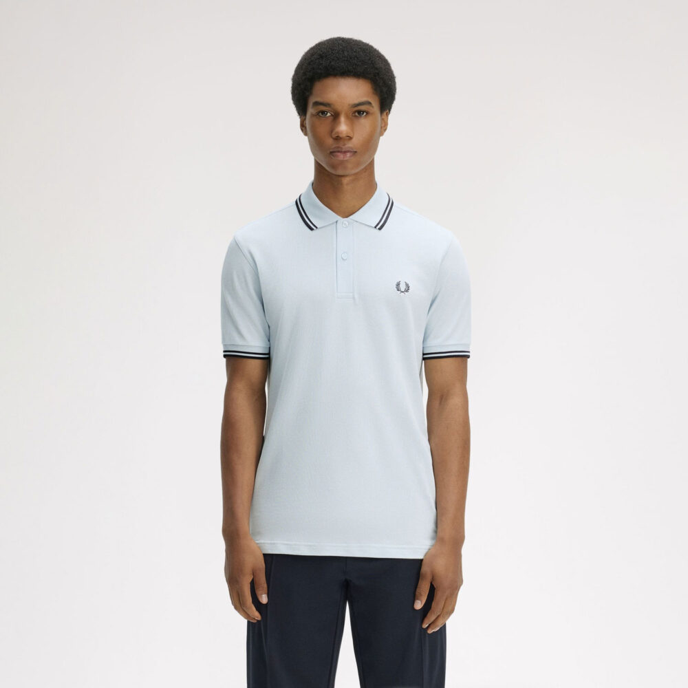 Fred Perry Twin Tipped Polo - Light Ice/Anchor Grey/Anchor Grey Fred Perry Twin Tipped Polo - Light Ice/Anchor Grey/Anchor Grey