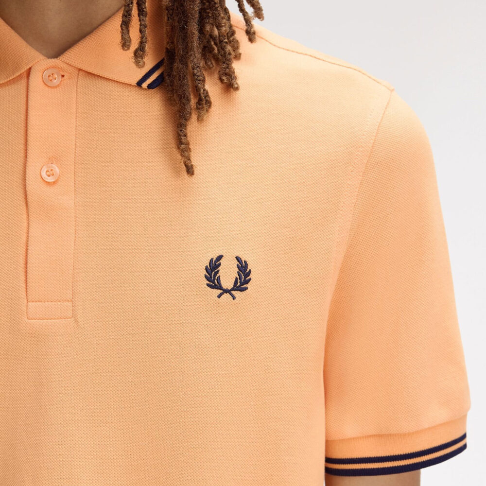 Fred Perry Twin Tipped Polo - Peach/French Navy