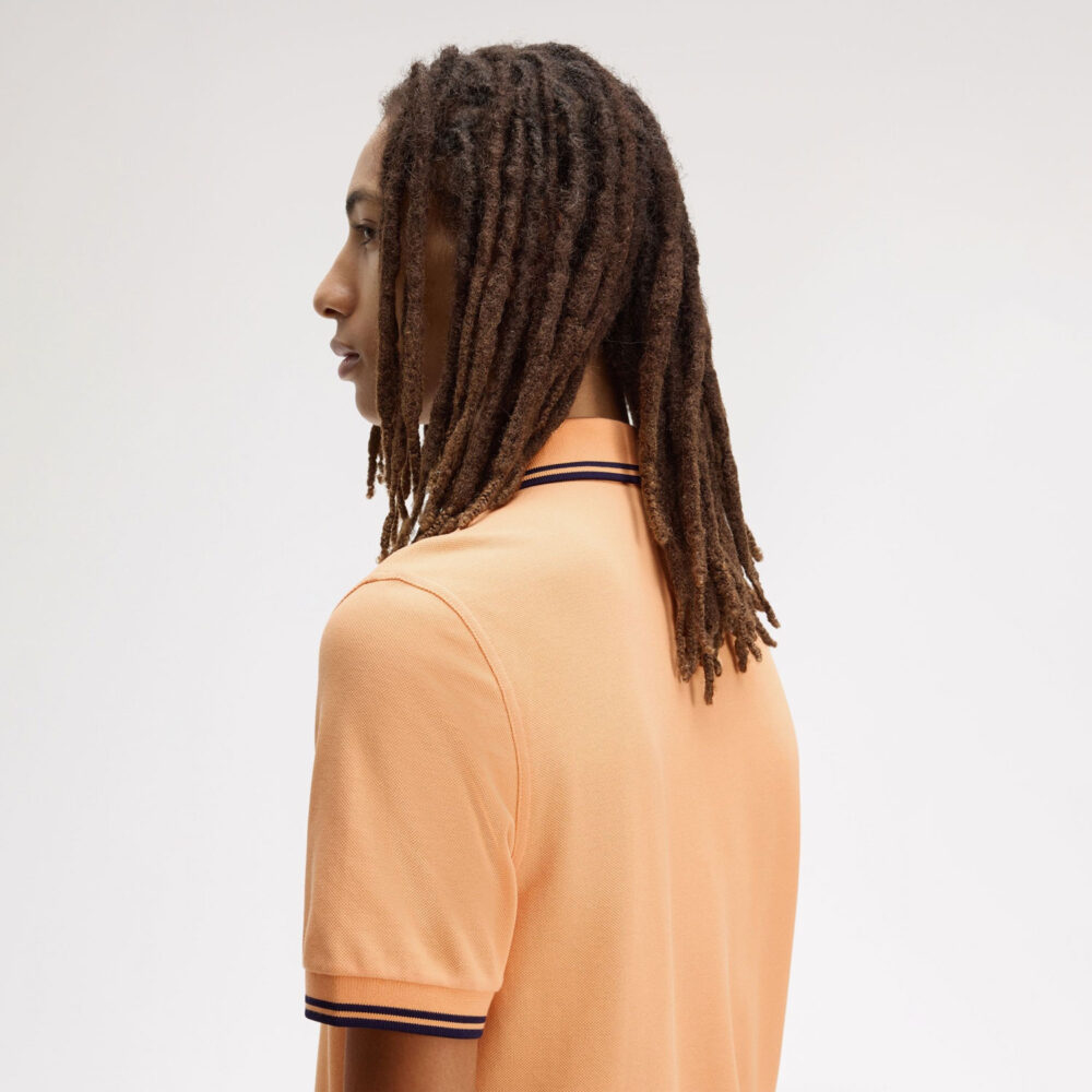 Fred Perry Twin Tipped Polo - Peach/French Navy