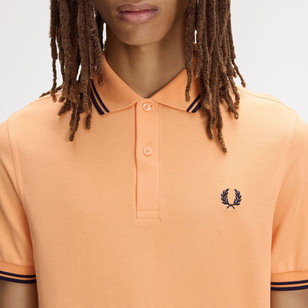 Fred Perry Twin Tipped Polo - Peach/French Navy