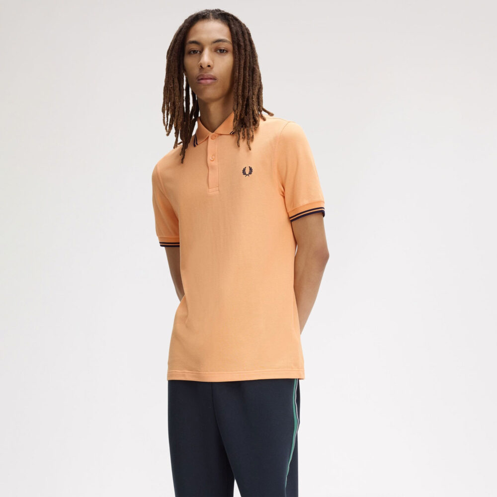 Fred Perry Twin Tipped Polo - Peach/French Navy