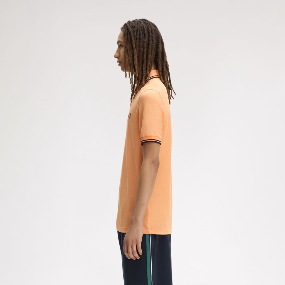 Fred Perry Twin Tipped Polo - Peach/French Navy