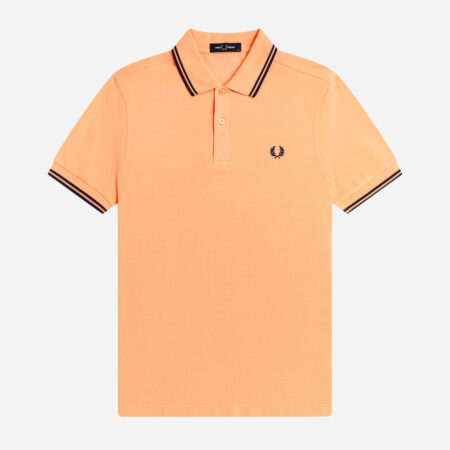 Fred Perry Twin Tipped Polo - Peach/French Navy Fred Perry Twin Tipped Polo - Peach/French Navy