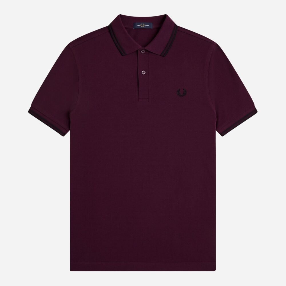 Fred Perry Twin Tipped Polo - Plum/Black Fred Perry Twin Tipped Polo - Plum/Black