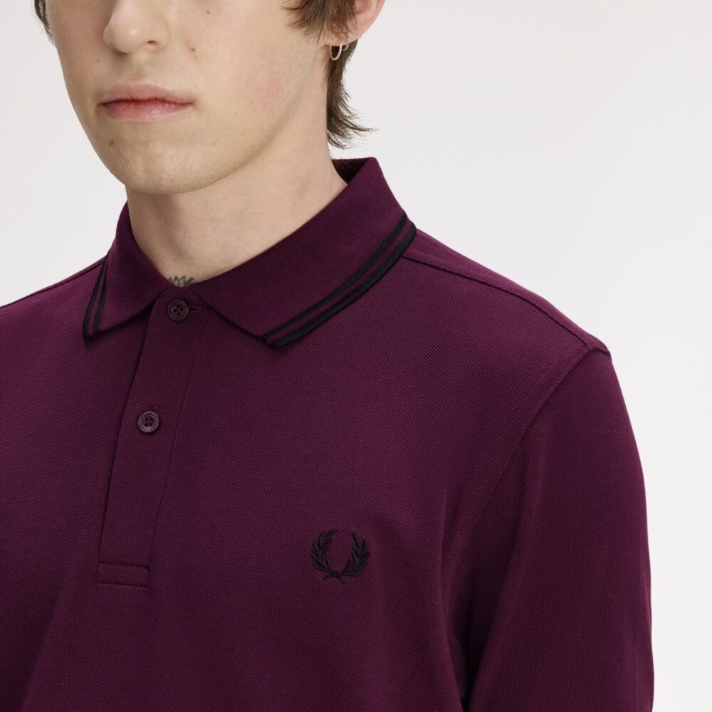 Fred Perry Twin Tipped Polo - Plum/Black Fred Perry Twin Tipped Polo - Plum/Black