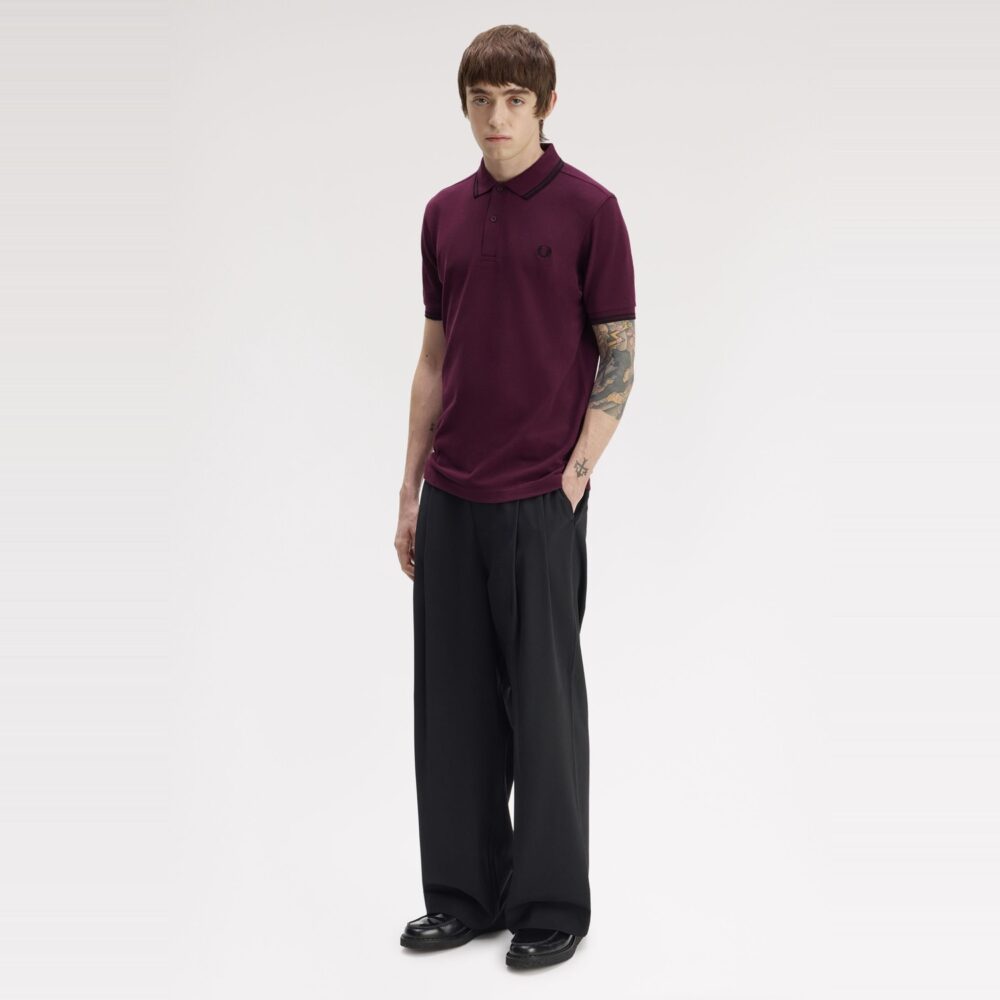 Fred Perry Twin Tipped Polo - Plum/Black Fred Perry Twin Tipped Polo - Plum/Black