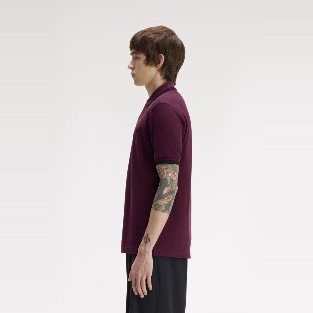 Fred Perry Twin Tipped Polo - Plum/Black Fred Perry Twin Tipped Polo - Plum/Black