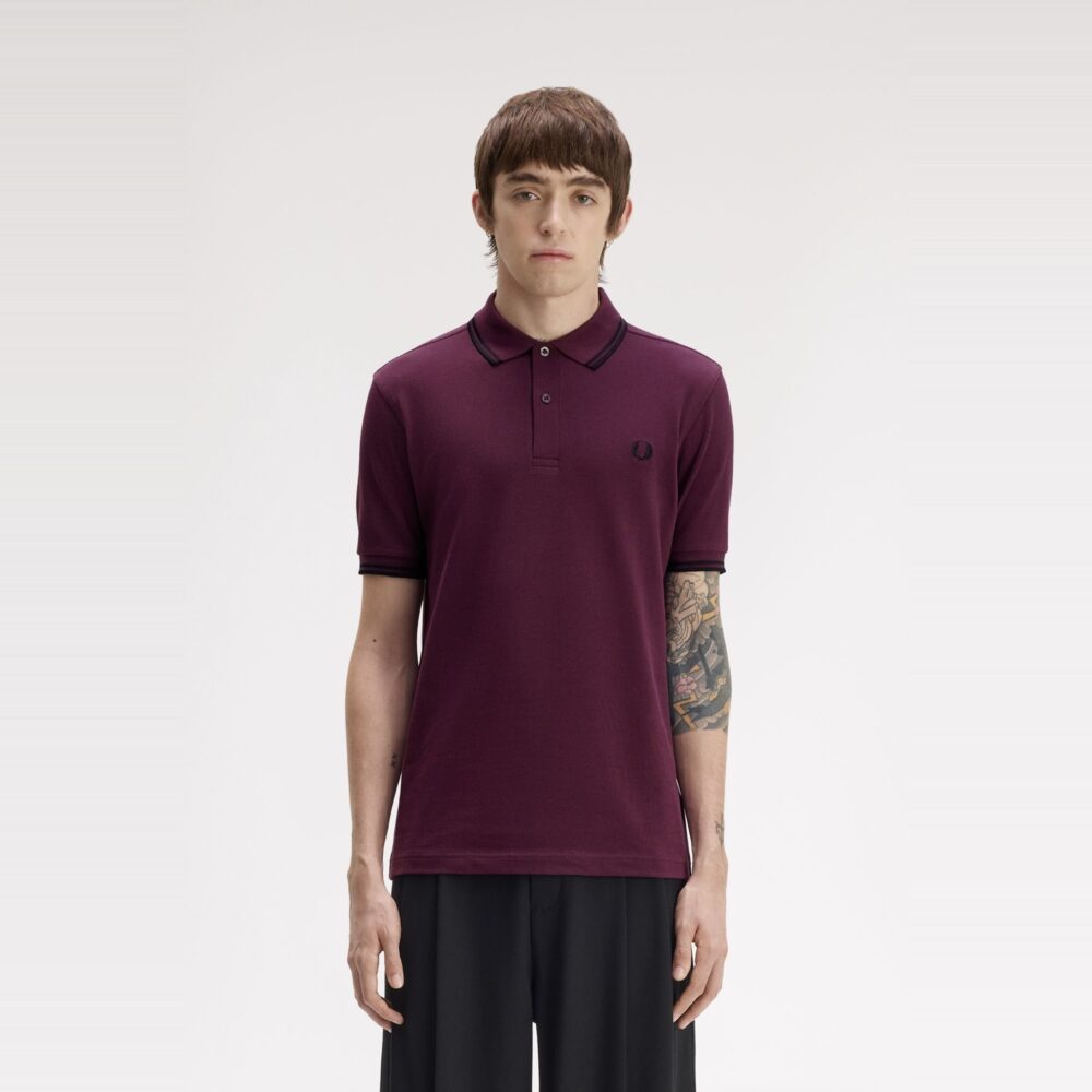 Fred Perry Twin Tipped Polo - Plum/Black