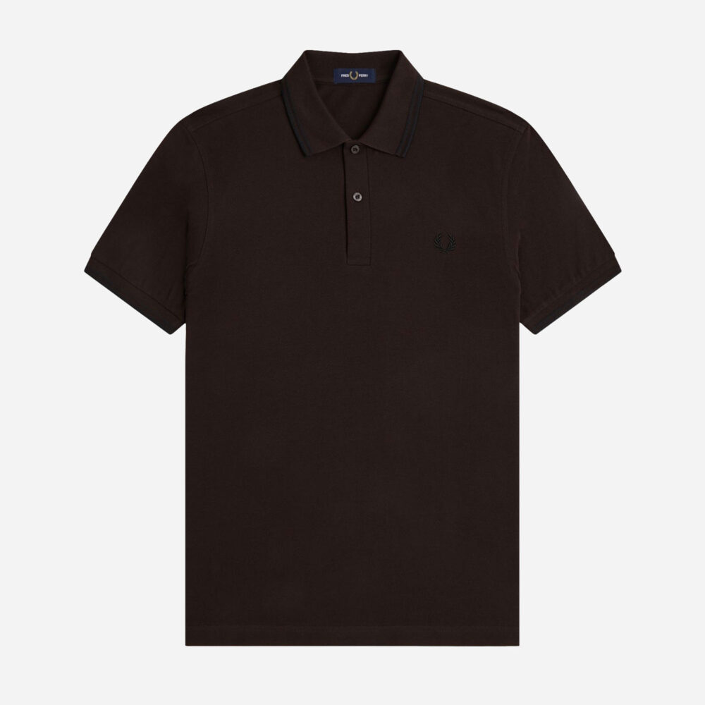 Fred Perry Twin Tipped Polo - Rich Brown/Black Fred Perry Twin Tipped Polo - Rich Brown/Black