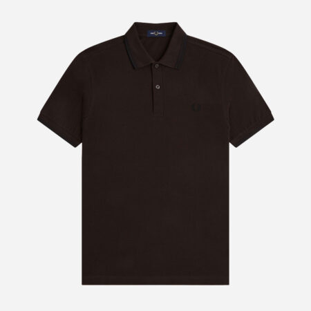 Fred Perry Twin Tipped Polo - Rich Brown/Black