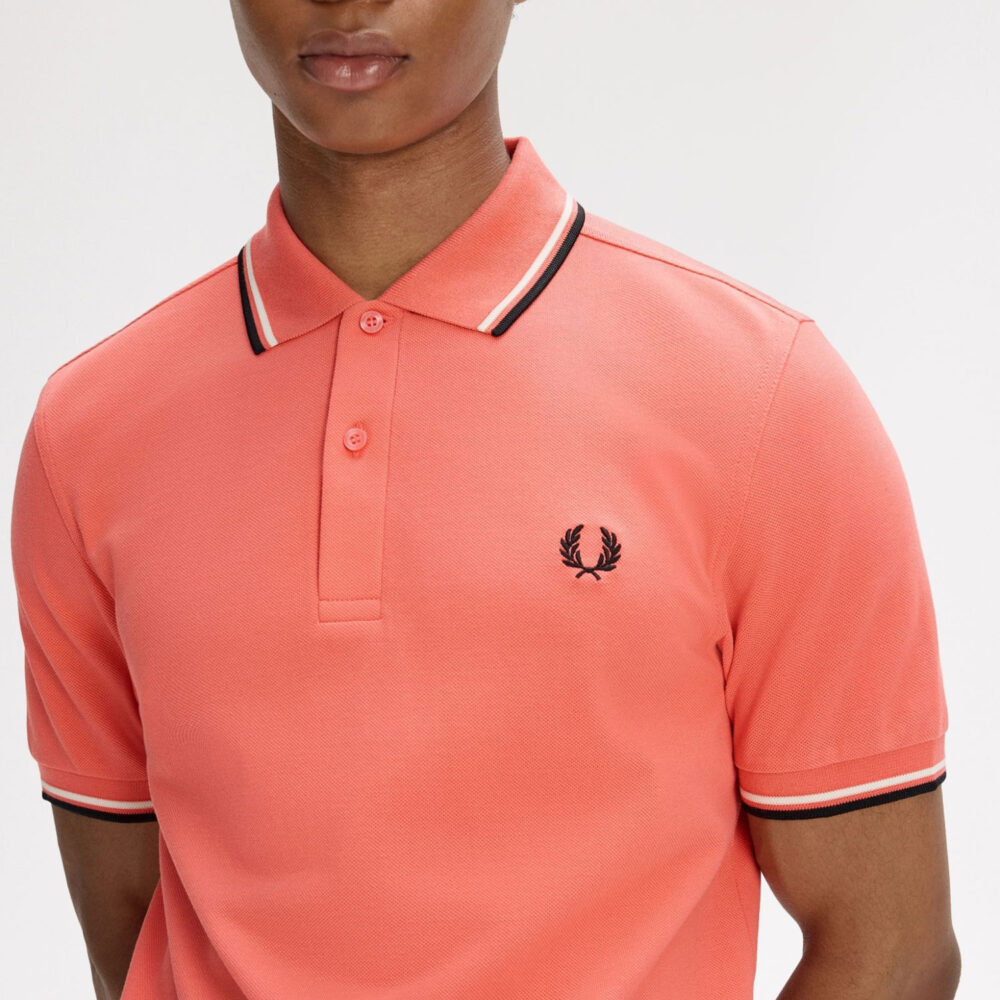 Fred Perry Twin Tipped Polo - Strawberry Cream/Ecru/Black Fred Perry Twin Tipped Polo - Strawberry Cream/Ecru/Black