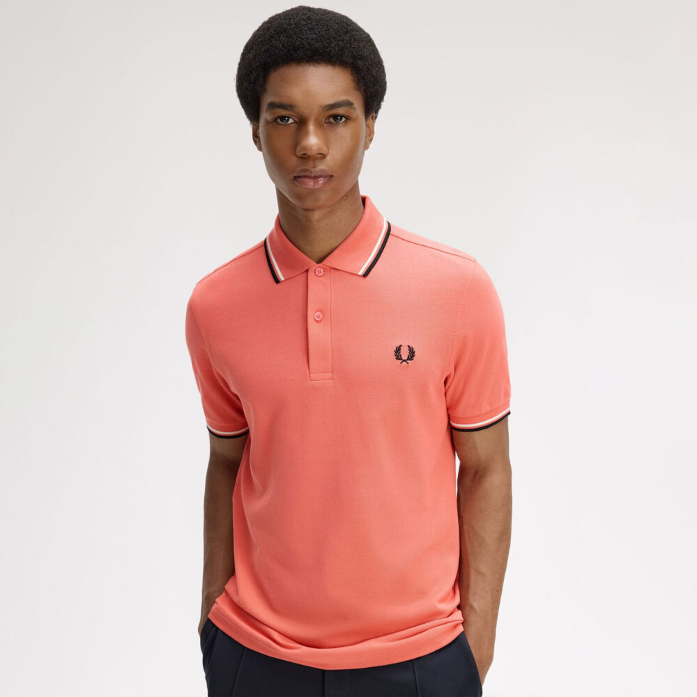 Fred Perry Twin Tipped Polo - Strawberry Cream/Ecru/Black Fred Perry Twin Tipped Polo - Strawberry Cream/Ecru/Black