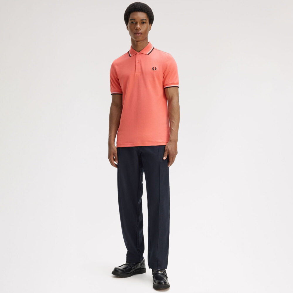 Fred Perry Twin Tipped Polo - Strawberry Cream/Ecru/Black Fred Perry Twin Tipped Polo - Strawberry Cream/Ecru/Black