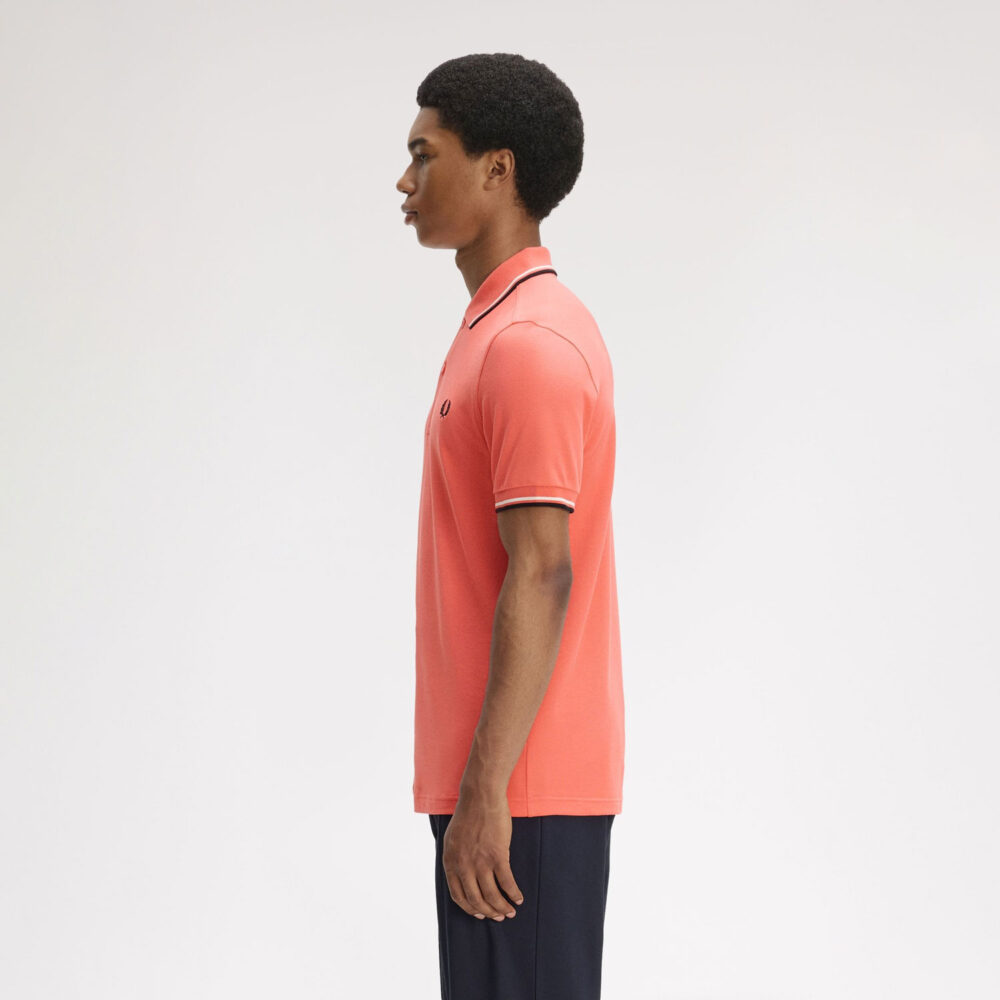 Fred Perry Twin Tipped Polo - Strawberry Cream/Ecru/Black Fred Perry Twin Tipped Polo - Strawberry Cream/Ecru/Black