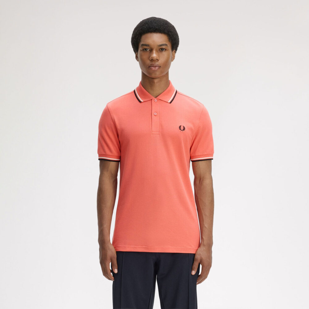 Fred Perry Twin Tipped Polo - Strawberry Cream/Ecru/Black Fred Perry Twin Tipped Polo - Strawberry Cream/Ecru/Black