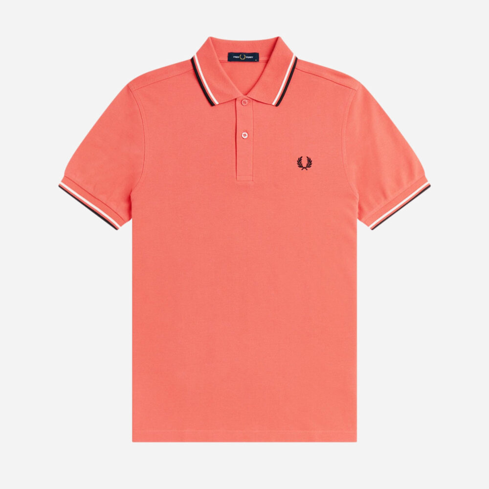 Fred Perry Twin Tipped Polo - Strawberry Cream/Ecru/Black Fred Perry Twin Tipped Polo - Strawberry Cream/Ecru/Black