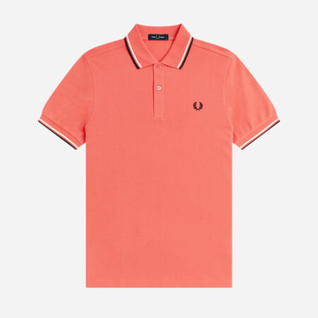 Fred Perry Twin Tipped Polo - Strawberry Cream/Ecru/Black Fred Perry Twin Tipped Polo - Strawberry Cream/Ecru/Black
