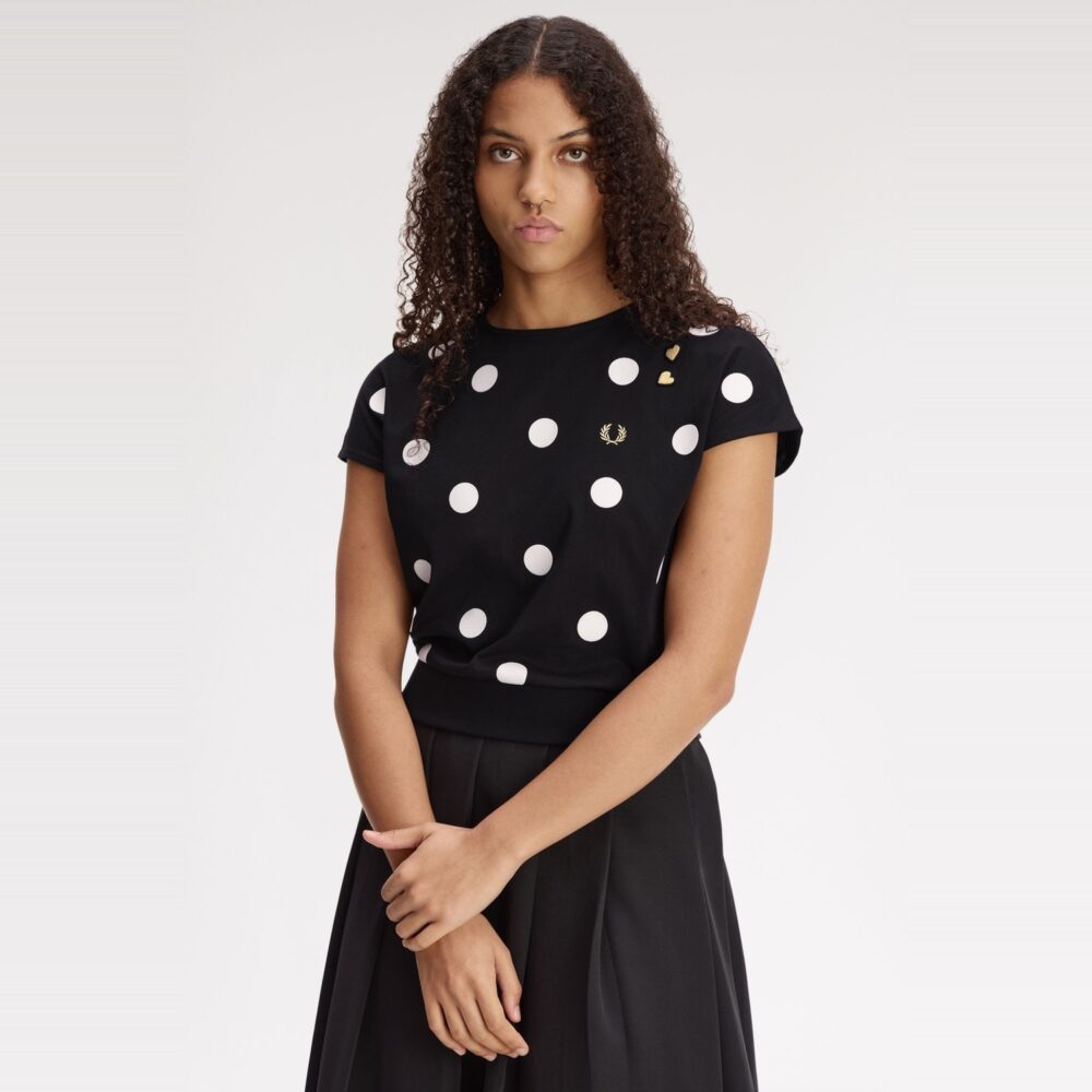 Fred Perry Women's x Amy Winehouse Flocked Polka Dot Top - Black Fred Perry Women's x Amy Winehouse Flocked Polka Dot Top - Black