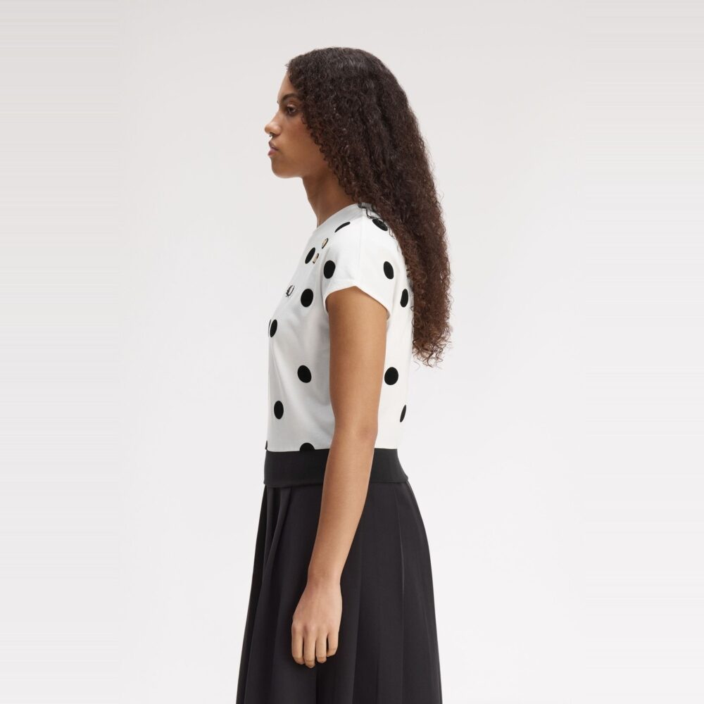 Fred Perry Women's x Amy Winehouse Flocked Polka Dot Top - Snow White
