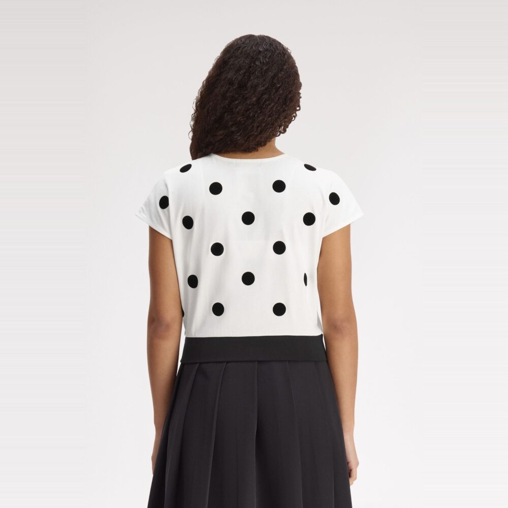 Fred Perry Women's x Amy Winehouse Flocked Polka Dot Top - Snow White