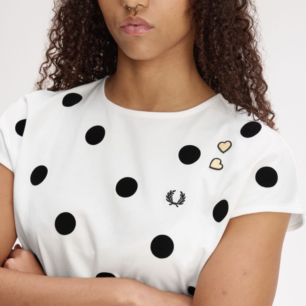 Fred Perry Women's x Amy Winehouse Flocked Polka Dot Top - Snow White