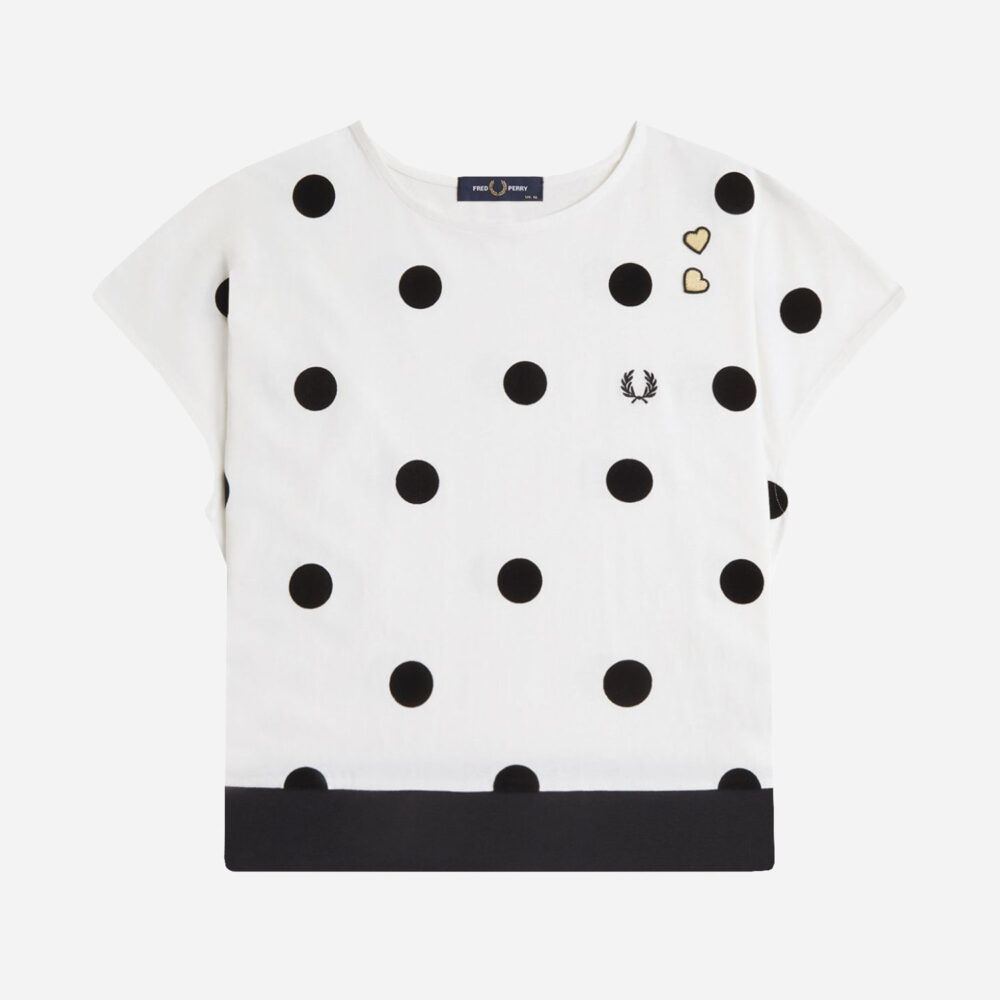 Fred Perry Women's x Amy Winehouse Flocked Polka Dot Top - Snow White