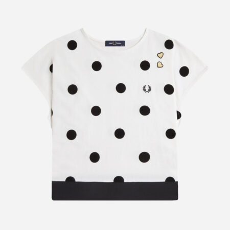 Fred Perry Women's x Amy Winehouse Flocked Polka Dot Top - Snow White