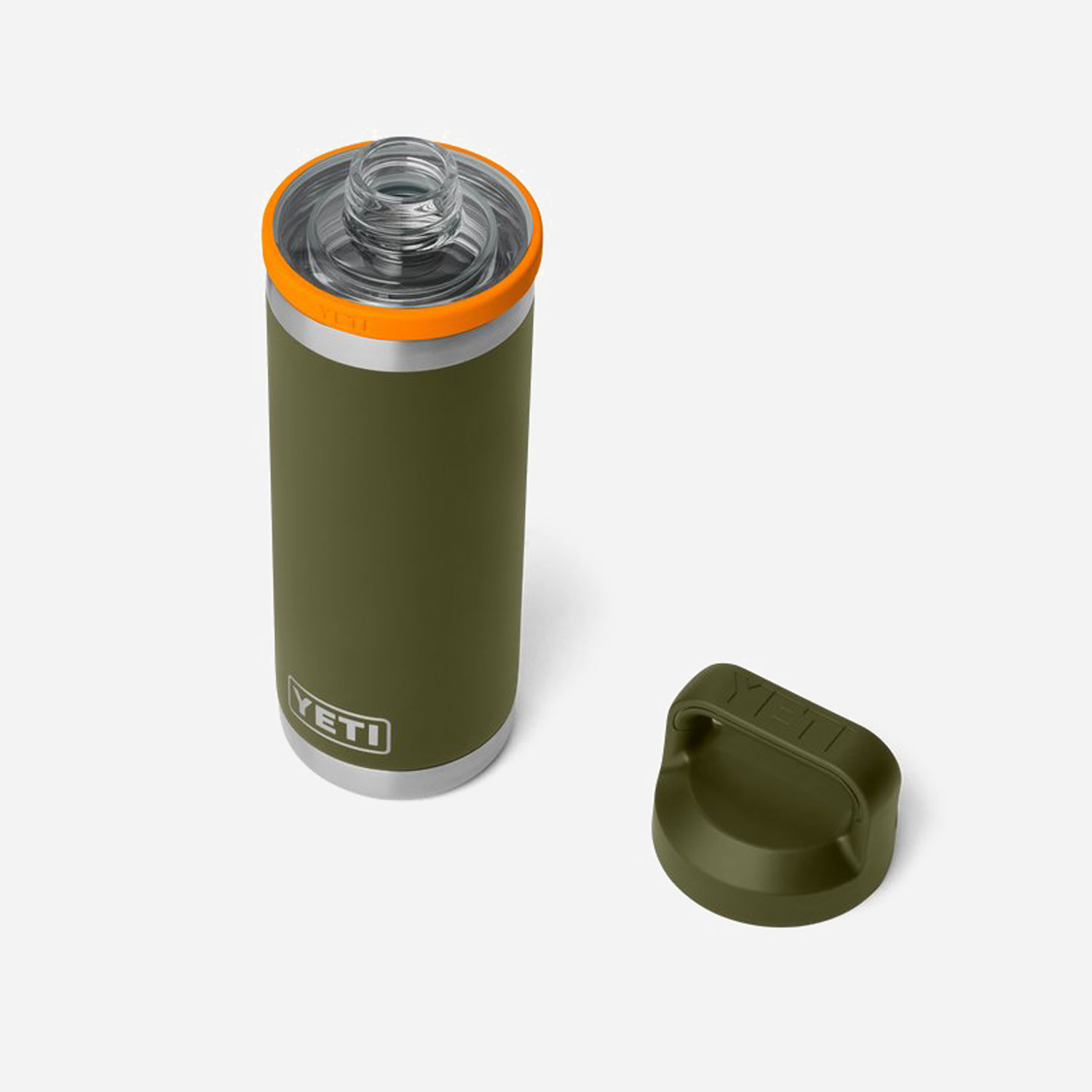 YETI Rambler 18 Oz Bottle With Chug Cap - Olive/King Crab Orange