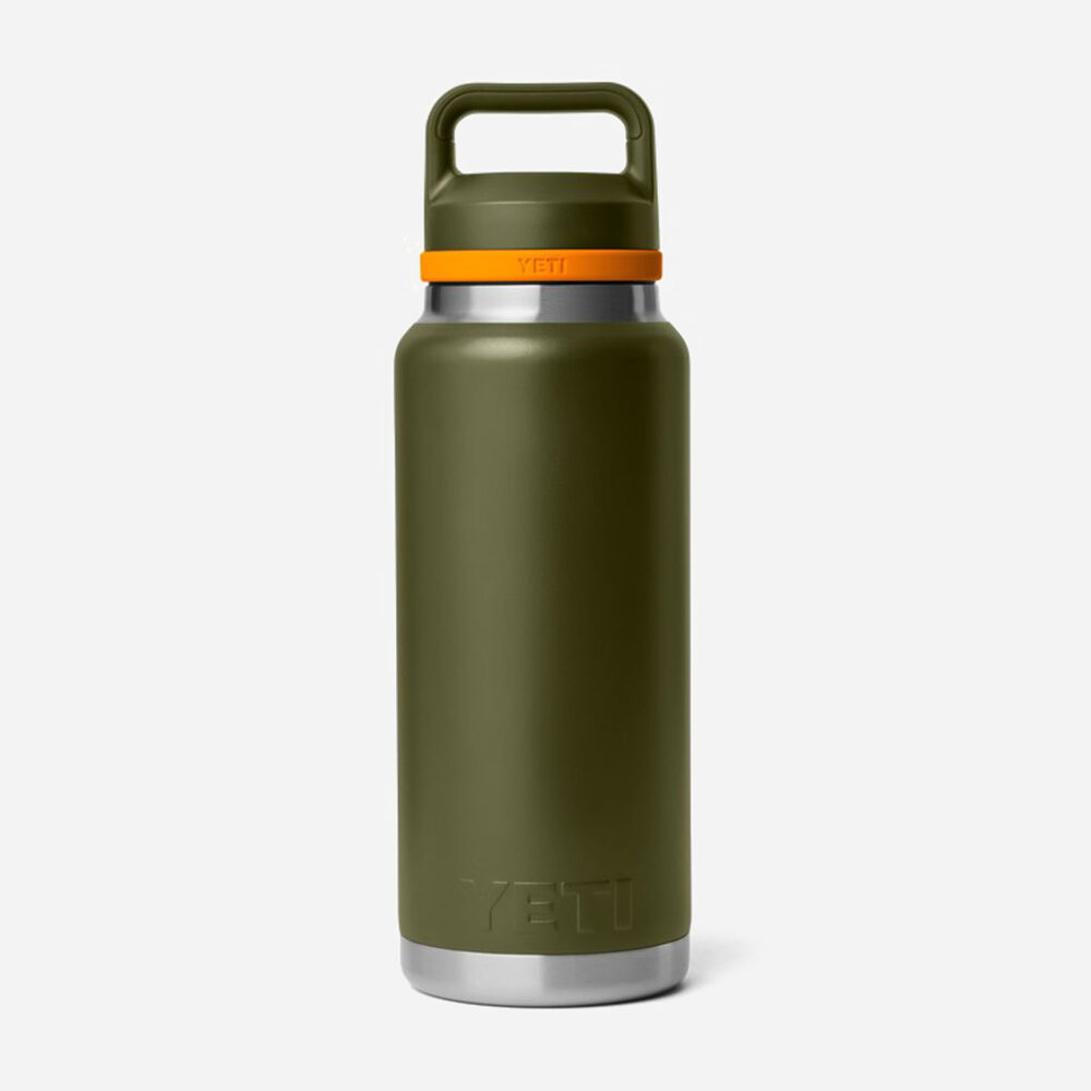 YETI Rambler 36 Oz Bottle With Chug Cap - Olive/King Crab Orange YETI Rambler 36 Oz Bottle With Chug Cap - Olive/King Crab Orange