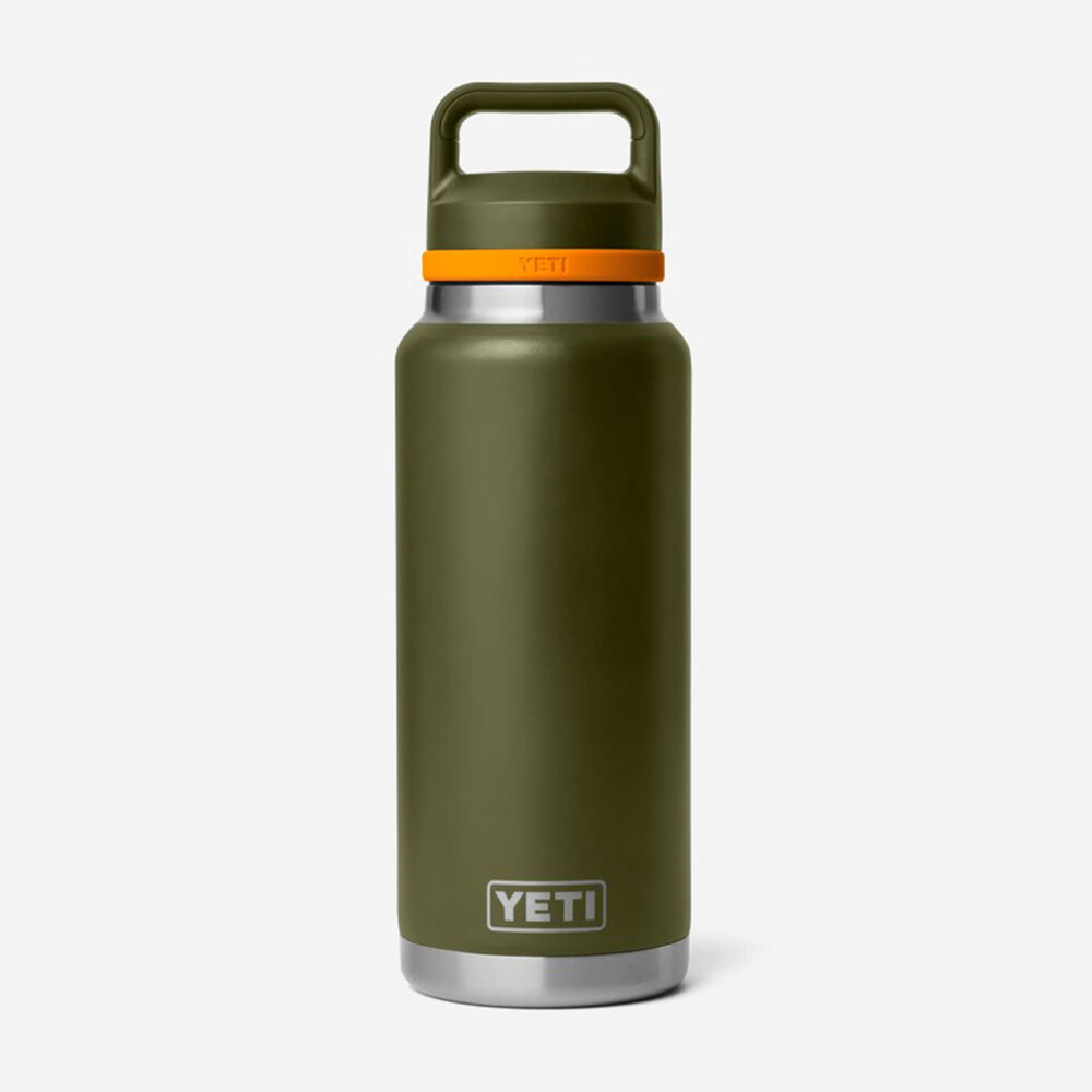 YETI Rambler 36 Oz Bottle With Chug Cap - Olive/King Crab Orange YETI Rambler 36 Oz Bottle With Chug Cap - Olive/King Crab Orange