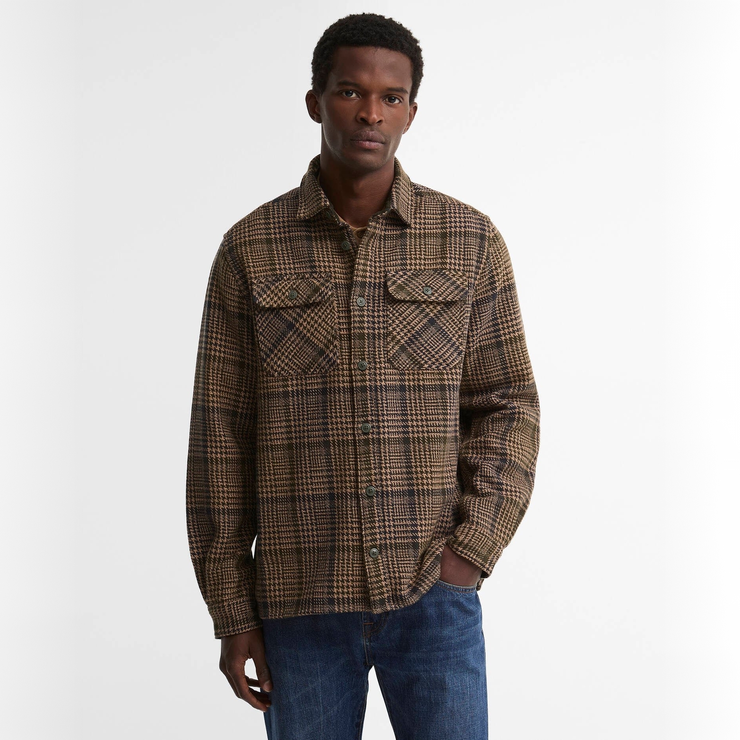 Barbour Millom Relaxed Houndstooth Shirt - Olive