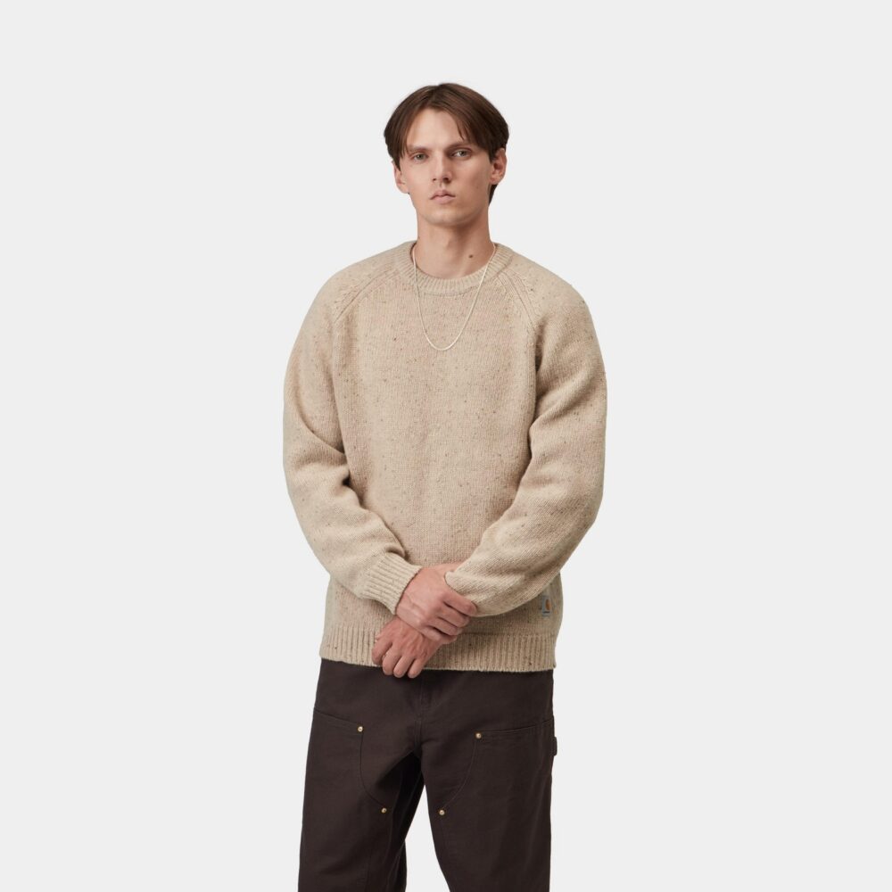 Carhartt WIP Anglistic Knitted Sweater - Speckled Fleur de Sel Carhartt WIP Anglistic Knitted Sweater - Speckled Fleur de Sel