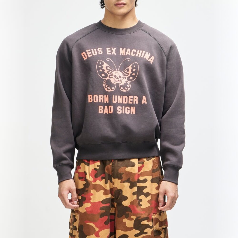 Deus Ex Machina Bad Sign Crew Sweatshirt - Anthracite Grey