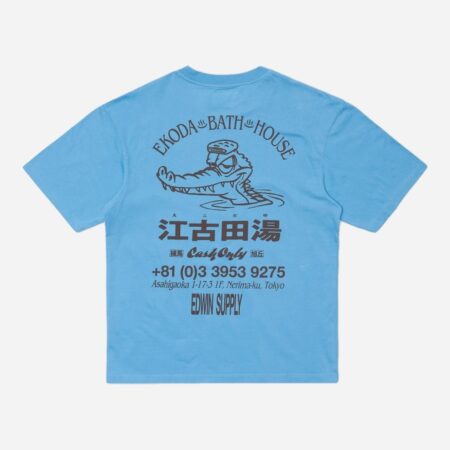 Edwin Ekoda Bath House Tee - Azure Blue Edwin Ekoda Bath House Tee - Azure Blue