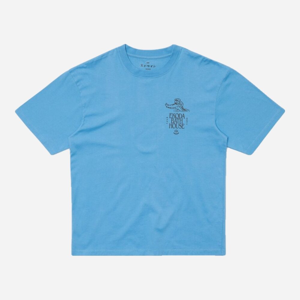Edwin Ekoda Bath House Tee - Azure Blue