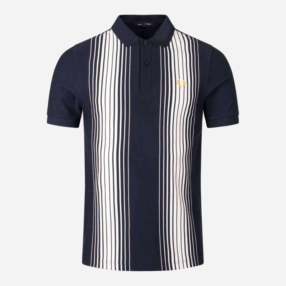 Fred Perry Ombre Stripe Regular Fit Short Sleeve Polo - Navy Fred Perry Ombre Stripe Regular Fit Short Sleeve Polo - Navy