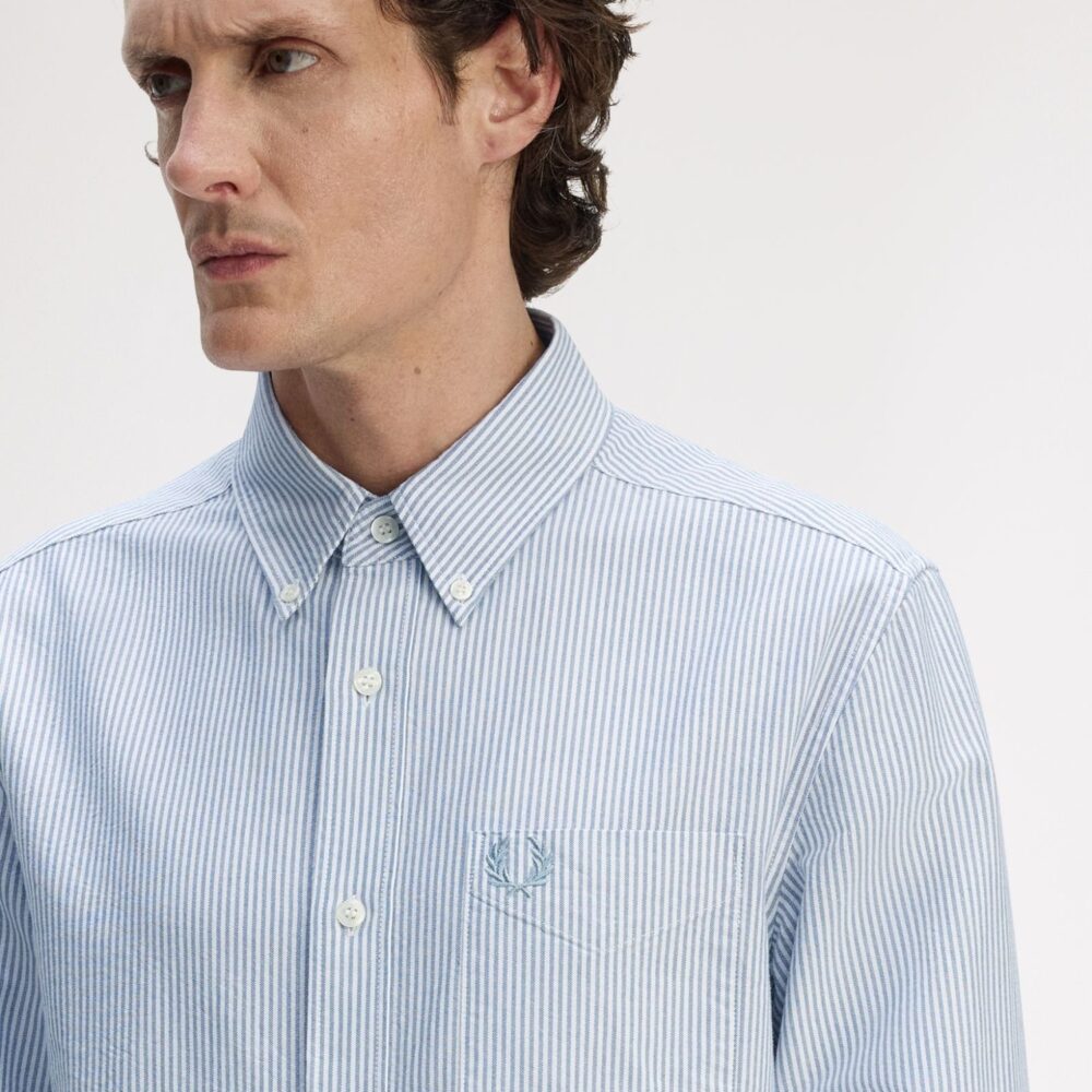 Fred Perry Oxford Stripe Shirt - Blue/White Fred Perry Oxford Stripe Shirt - Blue/White