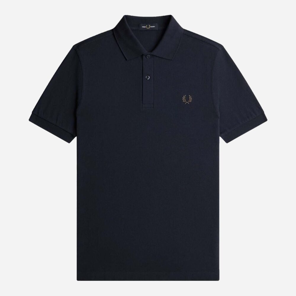 Fred Perry Plain Polo - Navy/Rich Brown Fred Perry Plain Polo - Navy/Rich Brown