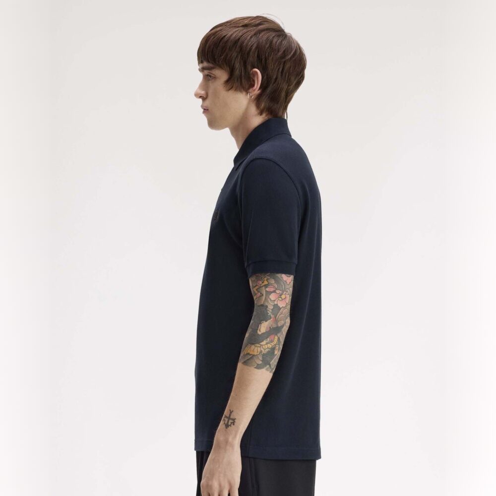 Fred Perry Plain Polo - Navy/Rich Brown Fred Perry Plain Polo - Navy/Rich Brown