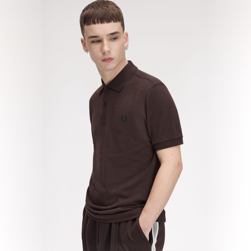 Fred Perry Plain Polo - Rich Brown/Black Fred Perry Plain Polo - Rich Brown/Black