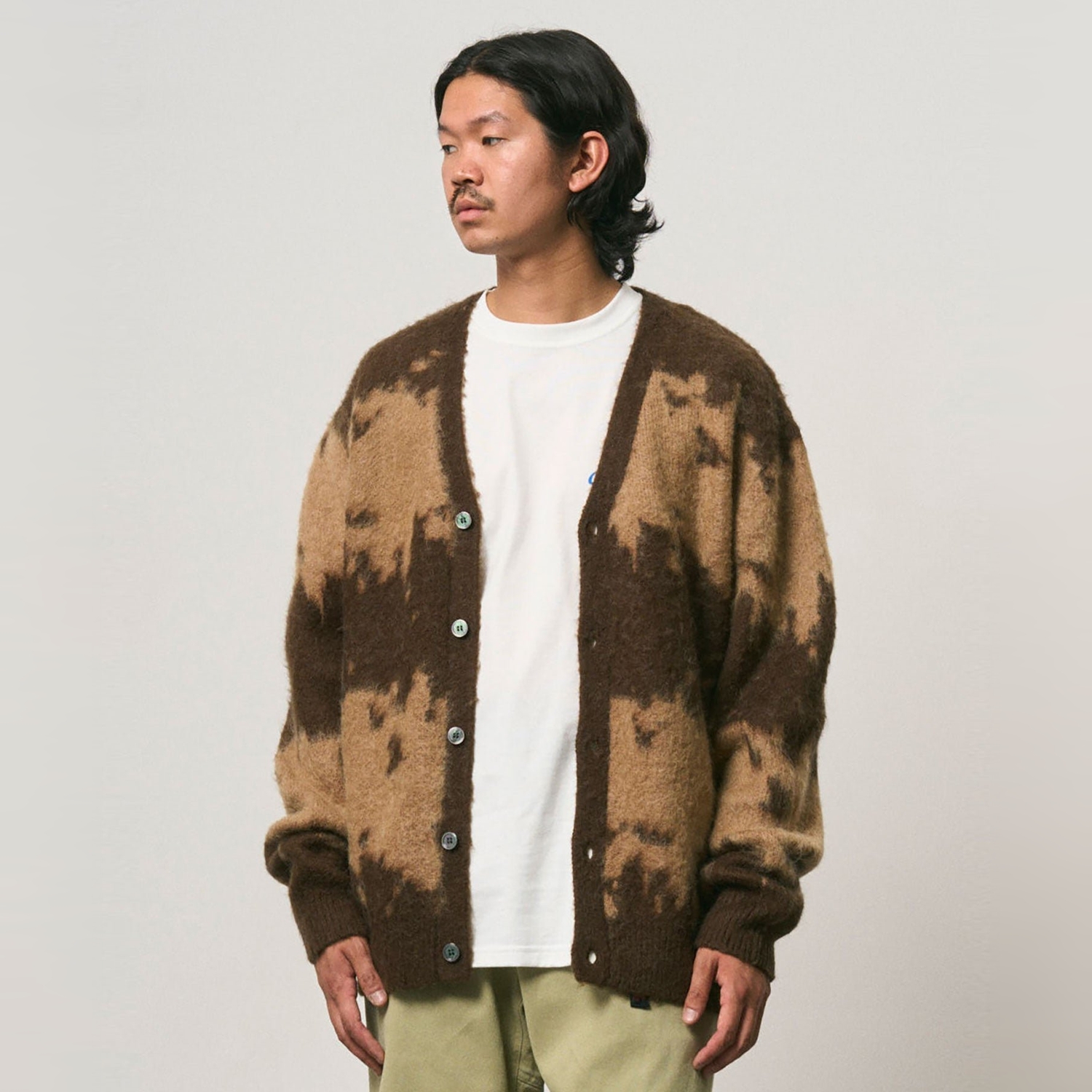 Gramicci Mohair Splatter Cardigan - Taupe Splatter