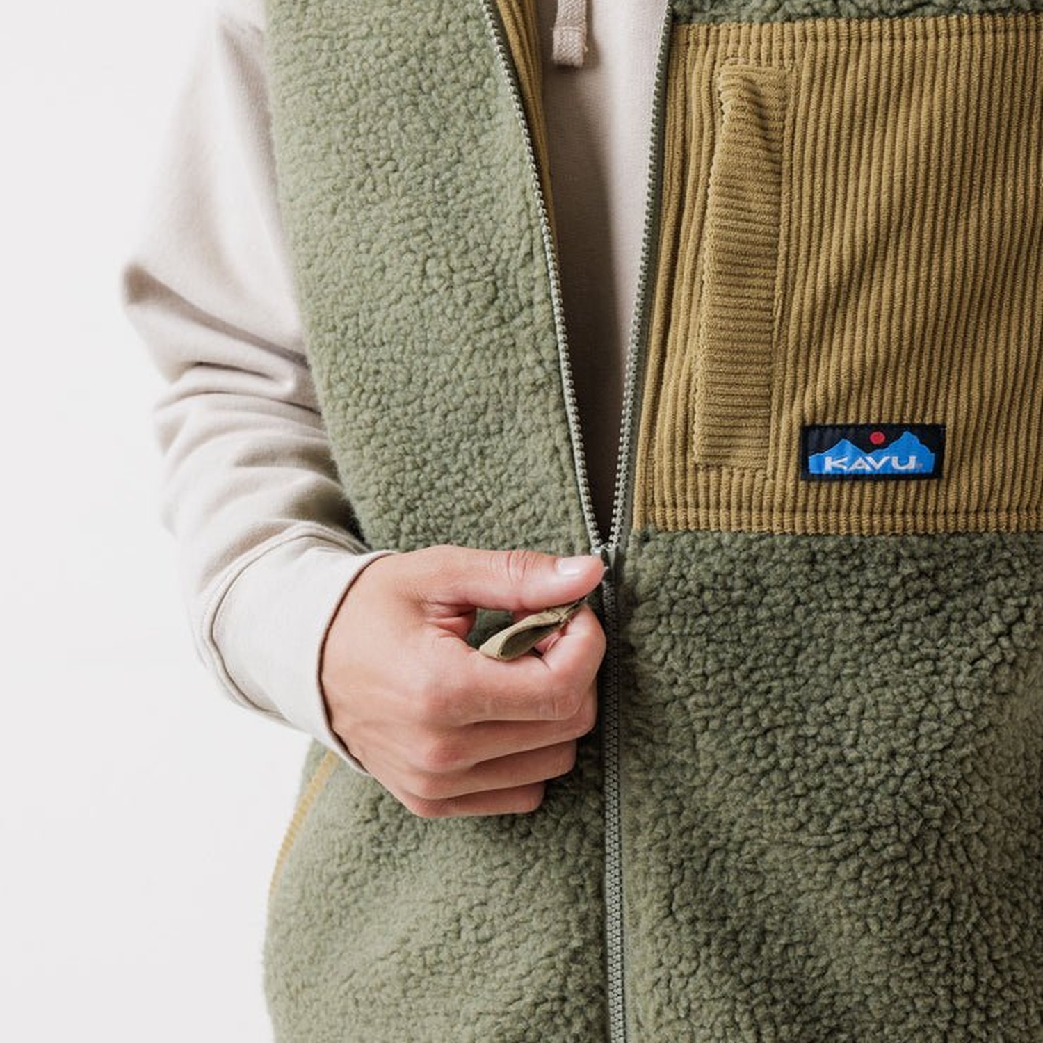 Kavu Cooper Fleece Vest - Moss Stone