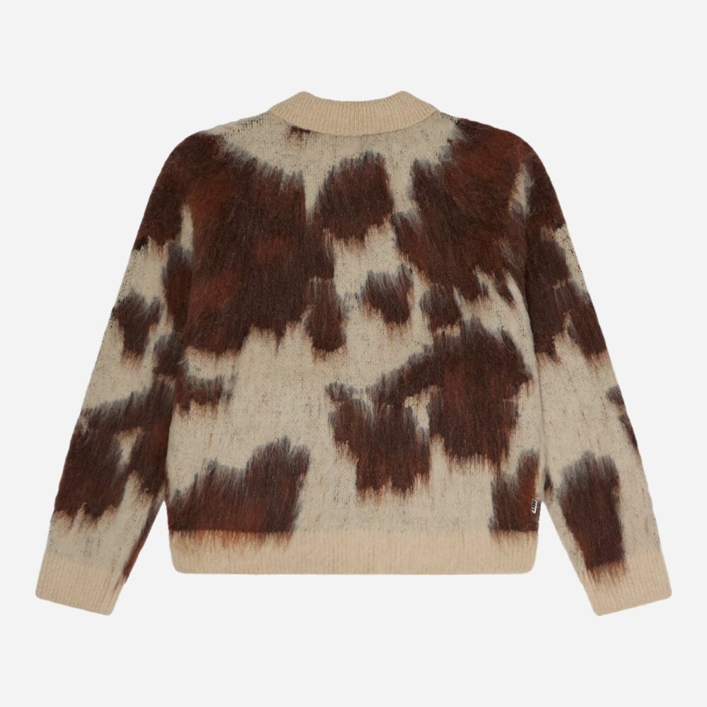 Obey Cow Pattern Zip Sweater - Cow Multi