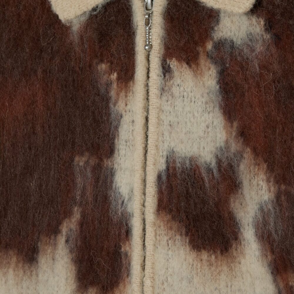 Obey Cow Pattern Zip Sweater - Cow Multi