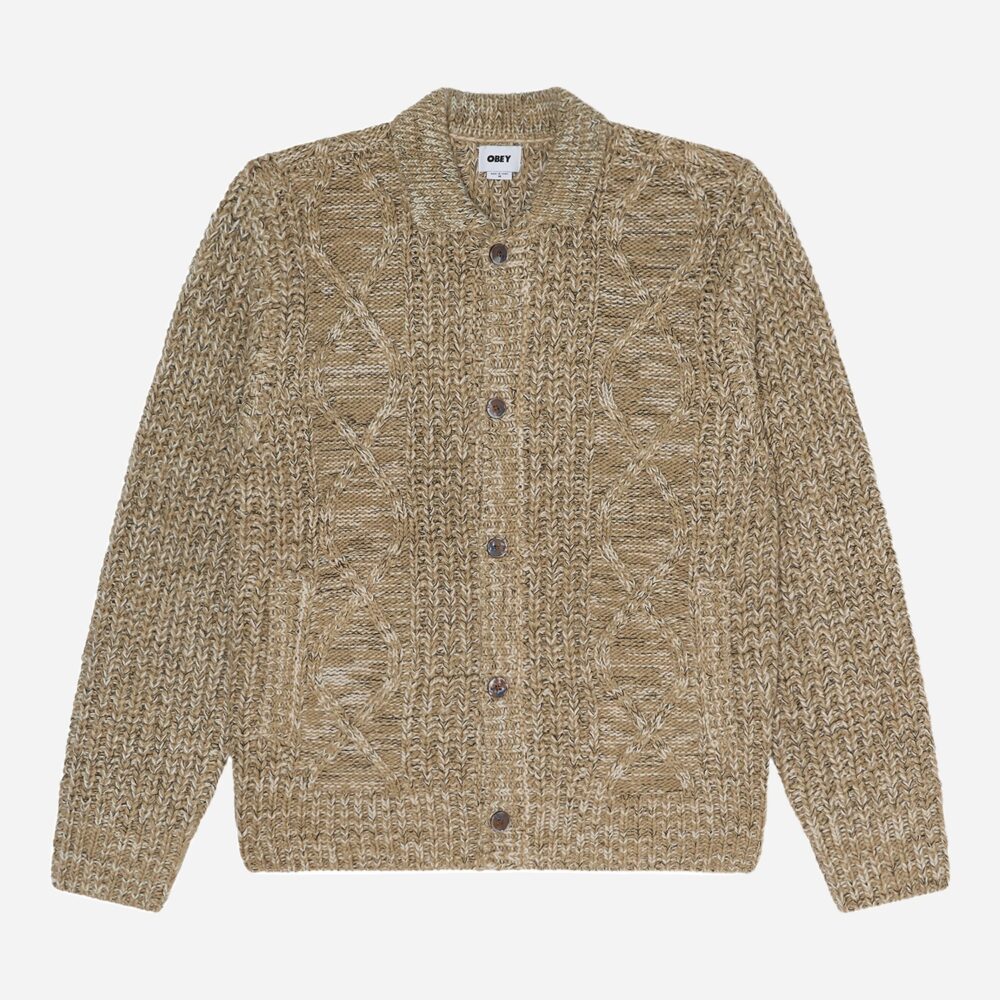Obey Isar Button Up Knitted Cardigan - Silver Sage Multi Obey Isar Button Up Knitted Cardigan - Silver Sage Multi
