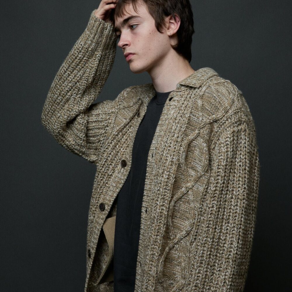 Obey Isar Button Up Knitted Cardigan - Silver Sage Multi