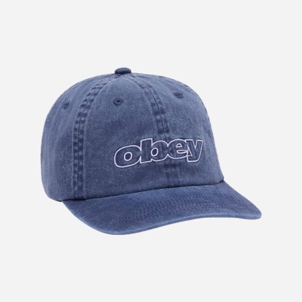 Obey Pigment Outline Delta 6 Panel Snapback Cap - Pigment Mild Navy Obey Pigment Outline Delta 6 Panel Snapback Cap - Pigment Mild Navy