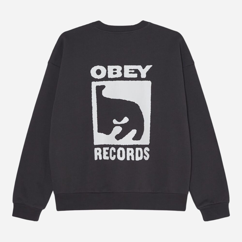 Obey Records Extra Heavy Crew Sweatshirt - Vintage Black