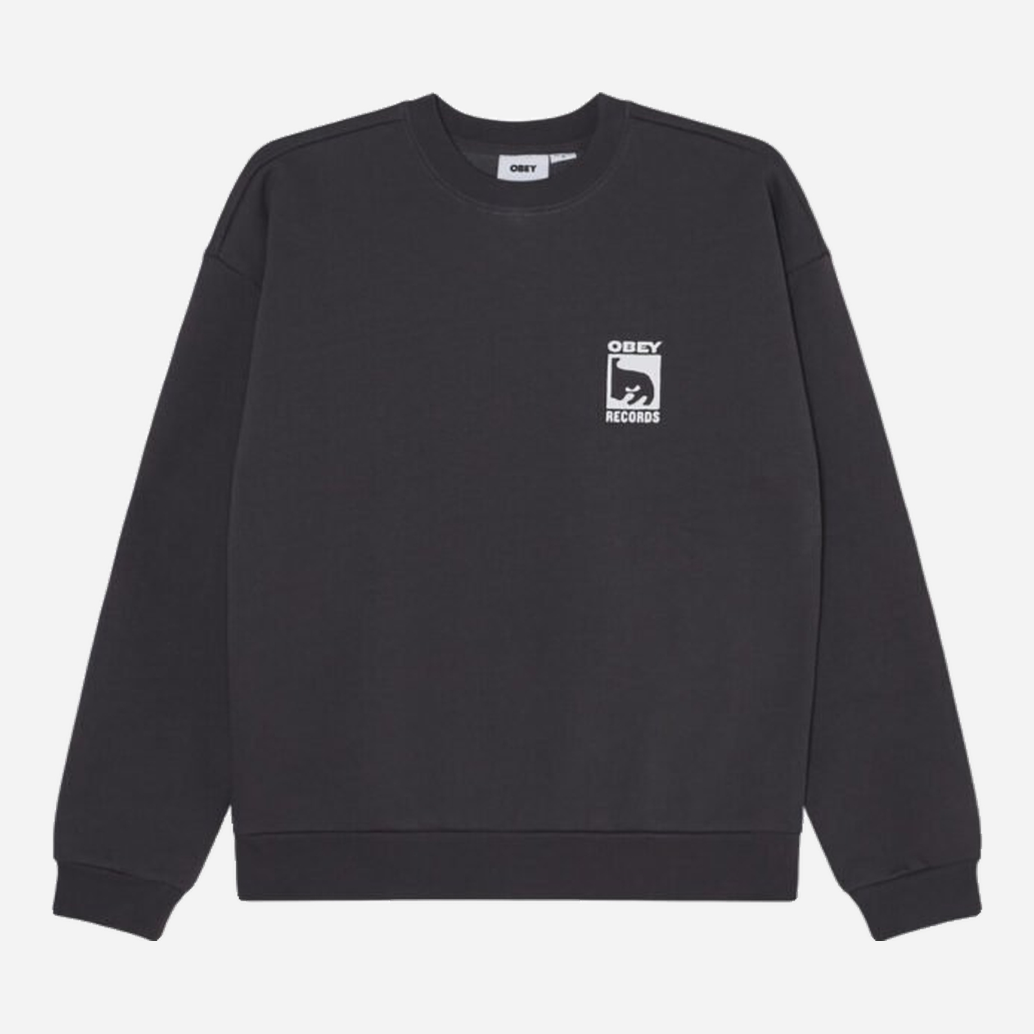 Obey Records Extra Heavy Crew Sweatshirt - Vintage Black