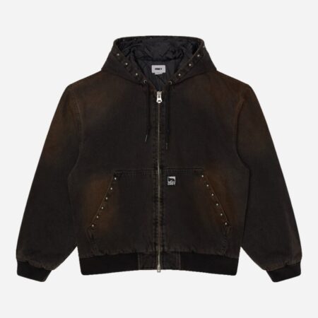 Obey Studded Zip Up Jacket - Black Rust Wash